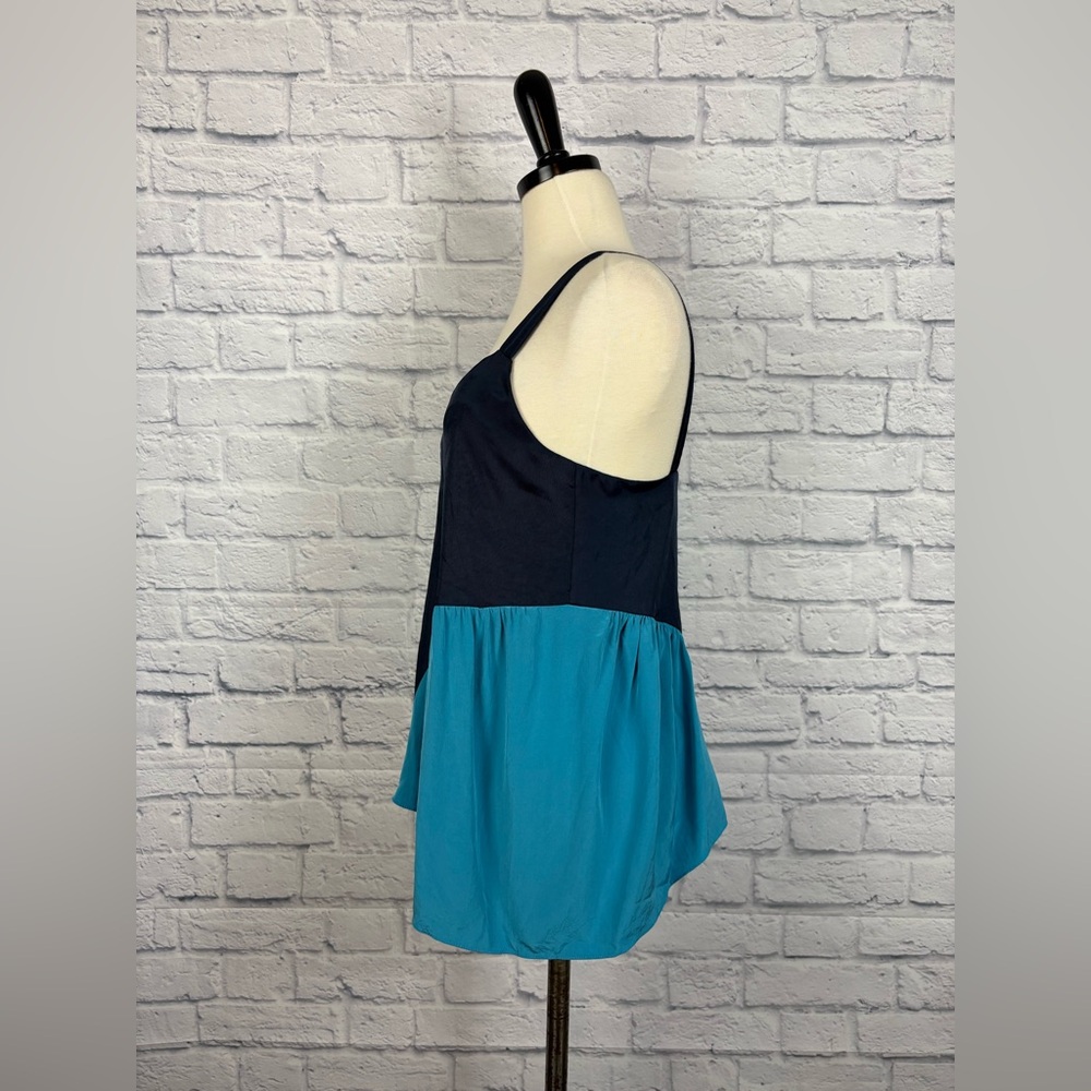 Tibi Blue Colorblock Shirred Cami size 2 - Picture 4 of 6